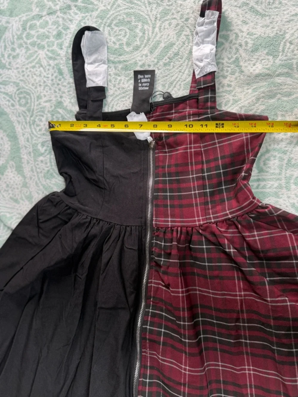 KILLSTAR Black and Burgundy Plaid Dress with Zipper Size M New With Tags - Picture 5 of 9